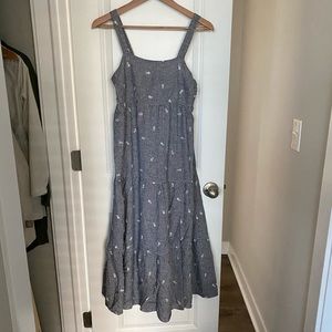 Madewell MIDI Gingham Embroidered Dress - Size XS